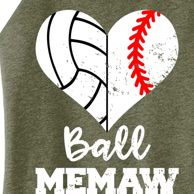 Ball Memaw Heart Funny Baseball Volleyball Memaw Funny Gift Women’s Perfect Tri Rocker Tank