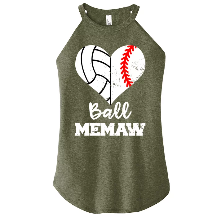 Ball Memaw Heart Funny Baseball Volleyball Memaw Funny Gift Women’s Perfect Tri Rocker Tank