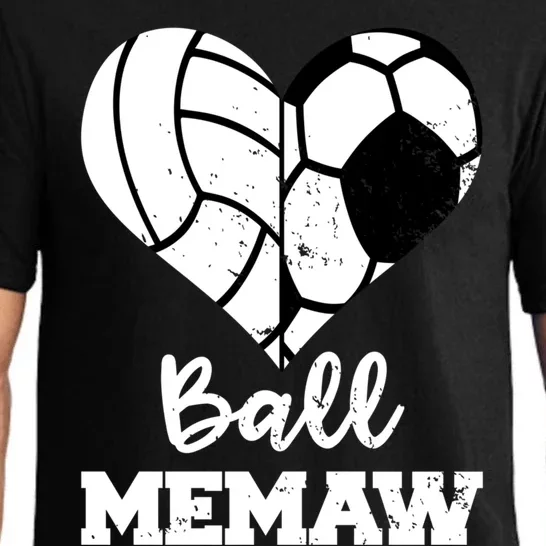 Ball Memaw Heart Funny Soccer Volleyball Memaw Cute Gift Pajama Set