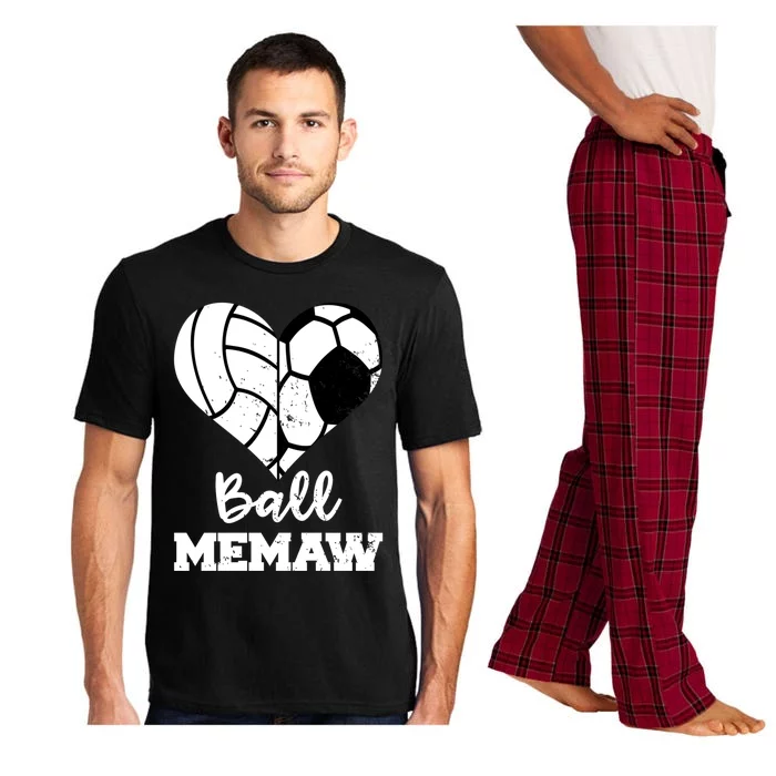 Ball Memaw Heart Funny Soccer Volleyball Memaw Cute Gift Pajama Set