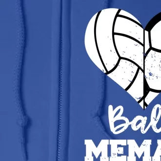 Ball Memaw Heart Funny Soccer Volleyball Memaw Cute Gift Full Zip Hoodie