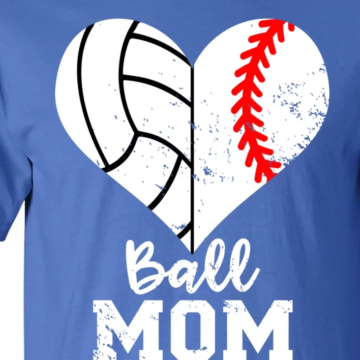 Ball Mom Heart Funny Baseball Volleyball Mom Gift Tall T-Shirt