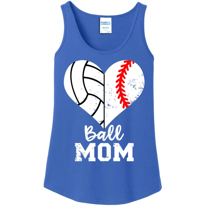 Ball Mom Heart Funny Baseball Volleyball Mom Gift Ladies Essential Tank