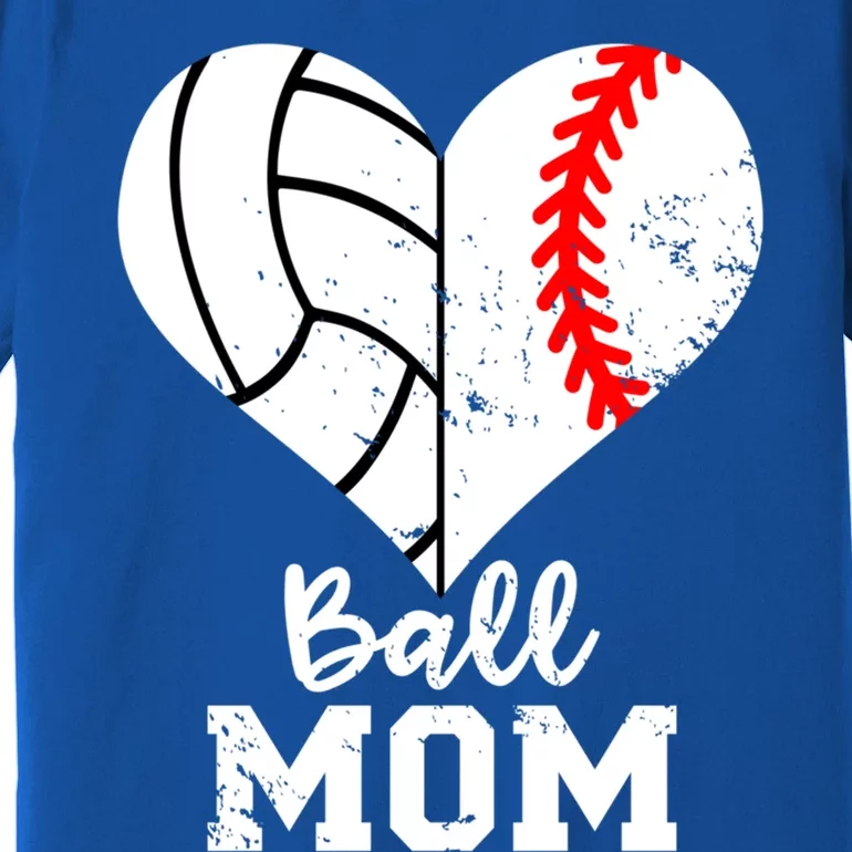 Ball Mom Heart Funny Baseball Volleyball Mom Gift Premium T-Shirt