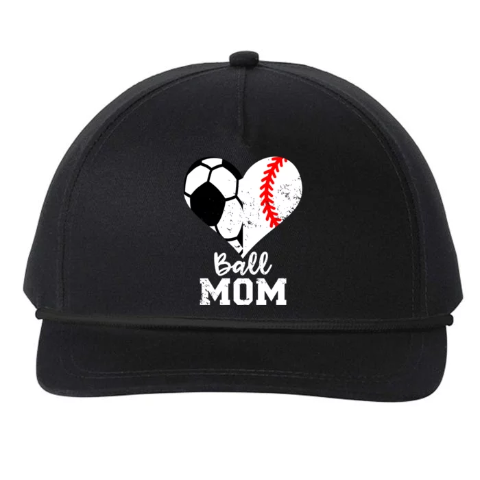 Ball Mom Heart Funny Baseball Soccer Mom Snapback Five-Panel Rope Hat