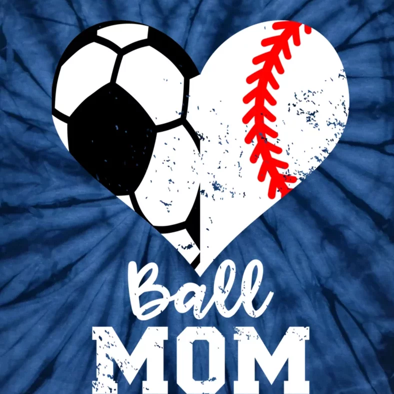 Ball Mom Heart Funny Baseball Soccer Mom Tie-Dye T-Shirt