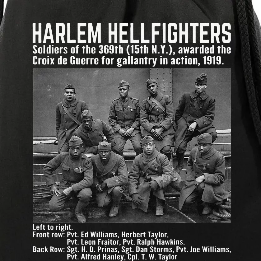 Black Military History USA Black History Harlem Hellfighters Drawstring Bag