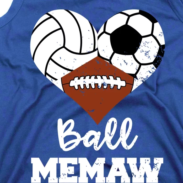 Ball Memaw Heart Funny Volleyball Soccer Football Memaw Gift Tank Top