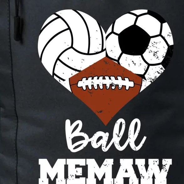 Ball Memaw Heart Funny Volleyball Soccer Football Memaw Gift Daily Commute Backpack