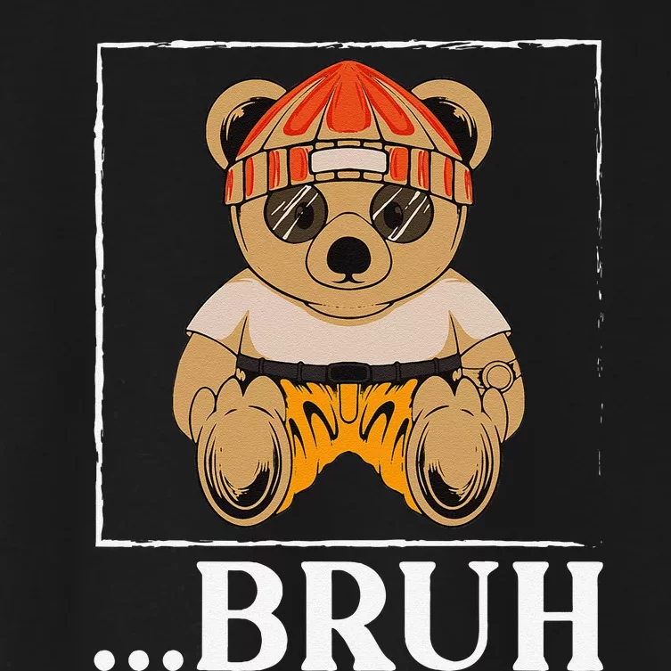 Bruh Meme Hip Hop Teddy Bear Funny Teens Teenager Women's Crop Top Tee