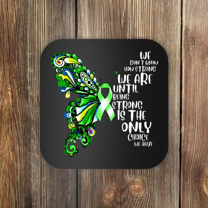 Butterfly Mental Health Green Ribbon Awareness Coaster