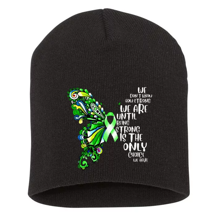 Butterfly Mental Health Green Ribbon Awareness Short Acrylic Beanie