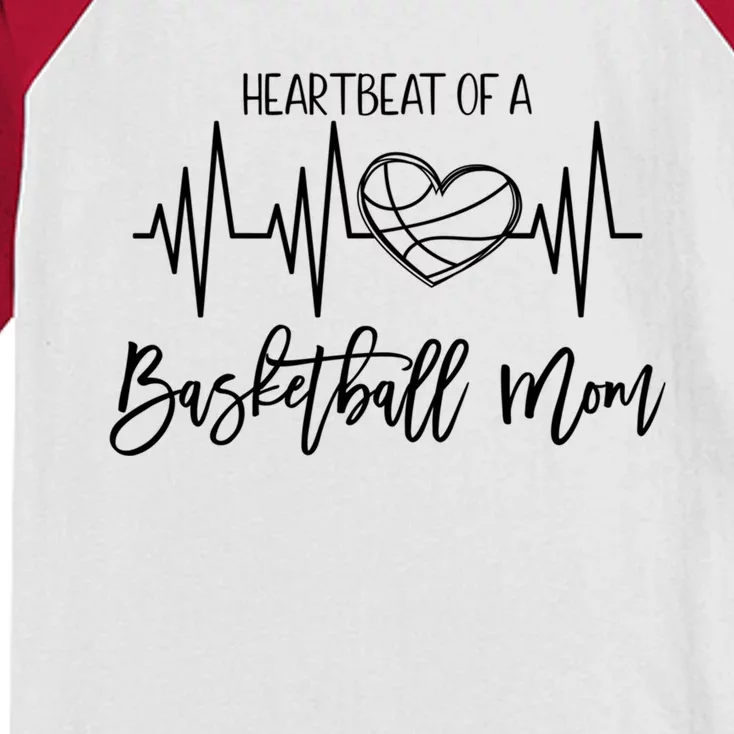 Basketball Mom Heartbeat Cute Proud Mama Gift Kids Colorblock Raglan Jersey