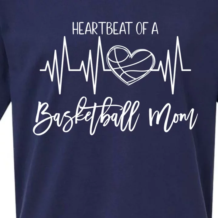 Basketball Mom Heartbeat Cute Proud Mama Gift Sueded Cloud Jersey T-Shirt