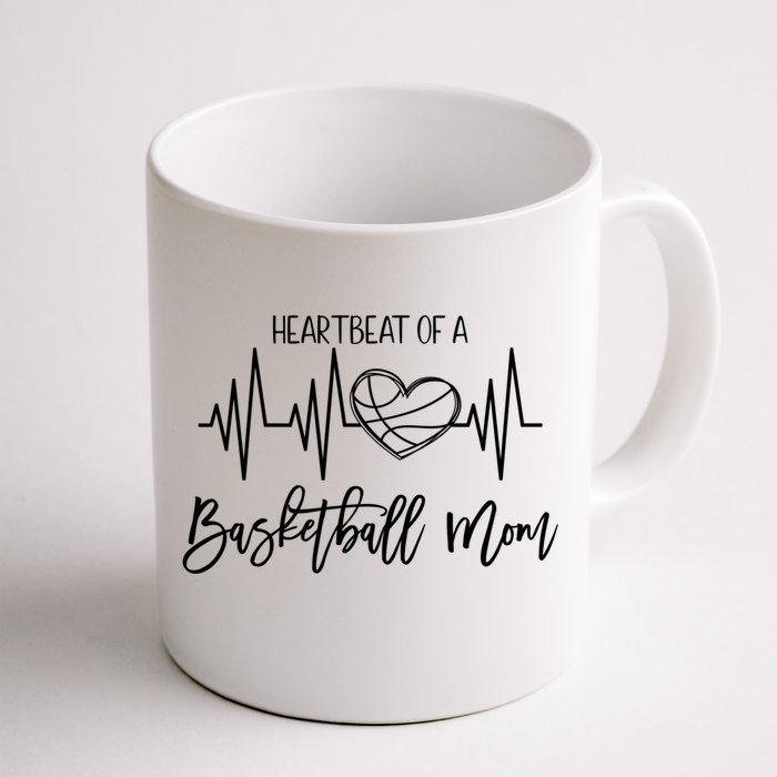 Basketball Mom Heartbeat Cute Proud Mama Gift Front & Back Coffee Mug