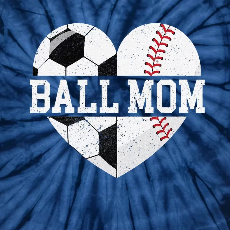 Ball Mom Heart Funny Baseball Soccer Mom Tie-Dye T-Shirt