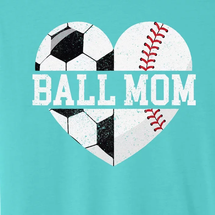 Ball Mom Heart Funny Baseball Soccer Mom ChromaSoft Performance T-Shirt