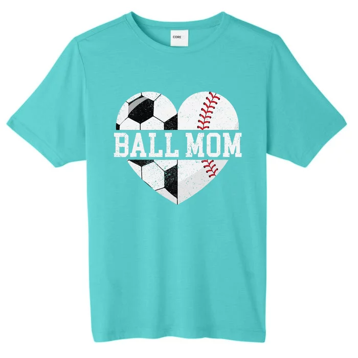 Ball Mom Heart Funny Baseball Soccer Mom ChromaSoft Performance T-Shirt