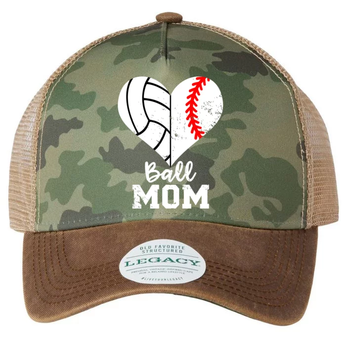 Ball Mom Heart Funny Baseball Volleyball Mom Legacy Tie Dye Trucker Hat