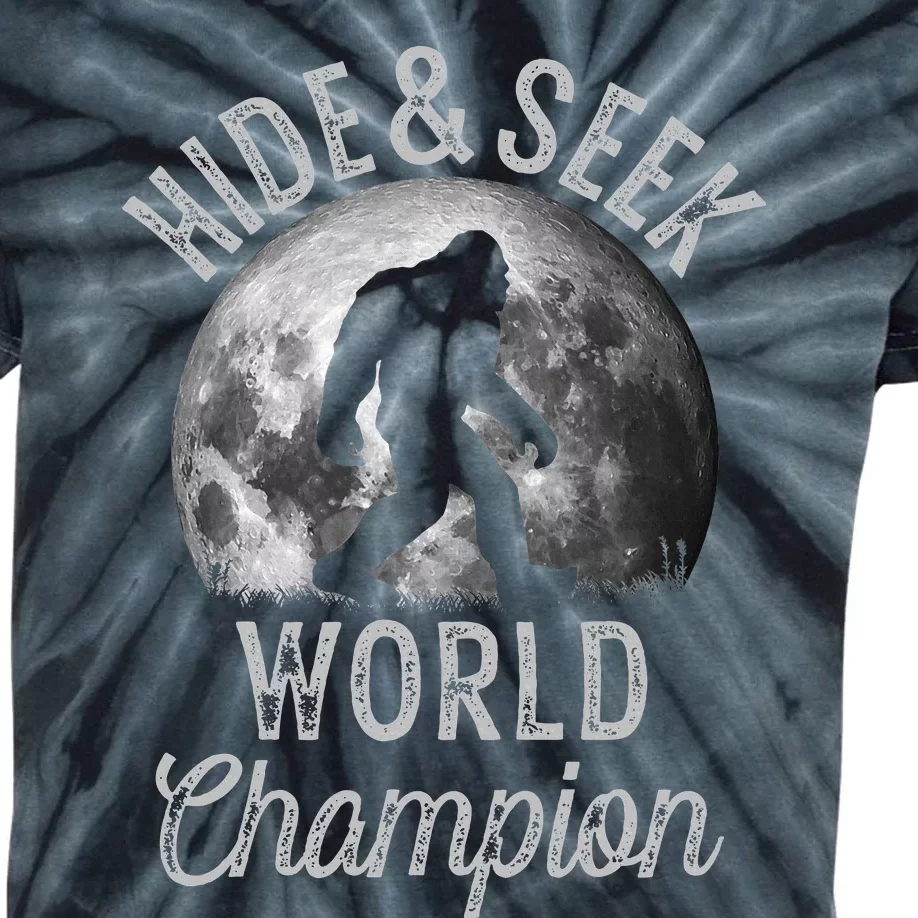 Bigfoot Moon Hide And Seek World Champion Sasquatch Kids Tie-Dye T-Shirt