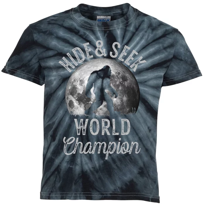 Bigfoot Moon Hide And Seek World Champion Sasquatch Kids Tie-Dye T-Shirt