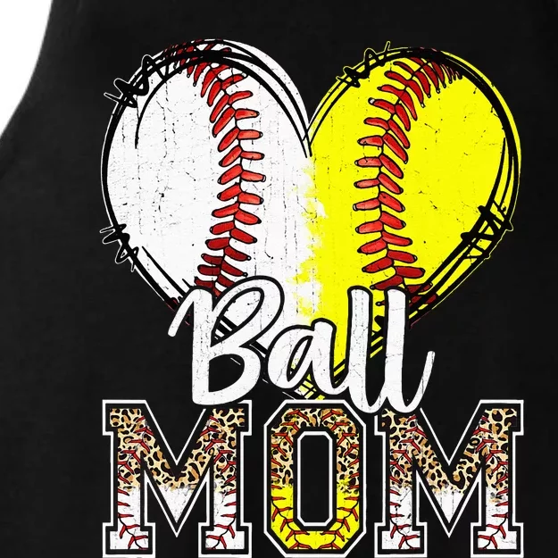 Ball Mom Heart Baseball Softball Mama Women Mothers Day Ladies Tri-Blend Wicking Tank