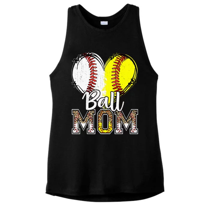 Ball Mom Heart Baseball Softball Mama Women Mothers Day Ladies Tri-Blend Wicking Tank