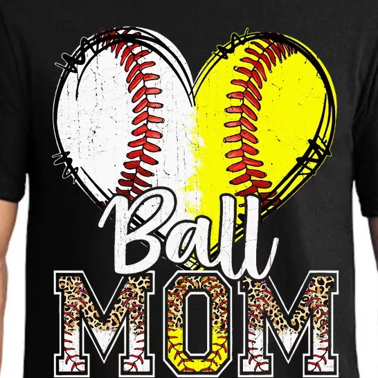 Ball Mom Heart Baseball Softball Mama Women Mothers Day Pajama Set