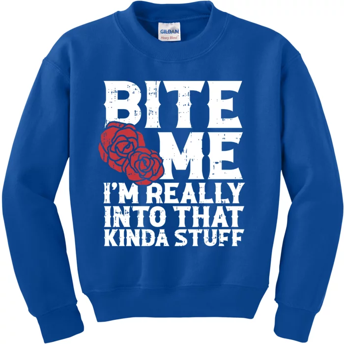 Bite Me Halloween Costume Funny Retro Sarcastic Humor Gift Kids Sweatshirt