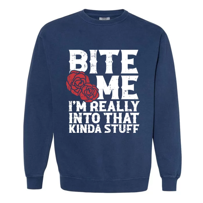 Bite Me Halloween Costume Funny Retro Sarcastic Humor Gift Garment-Dyed Sweatshirt