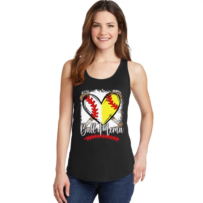 Ball Mema Heart Funny Softball Baseball Ladies Essential Tank