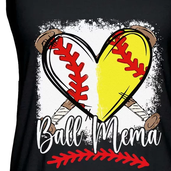 Ball Mema Heart Funny Softball Baseball Ladies Essential Flowy Tank