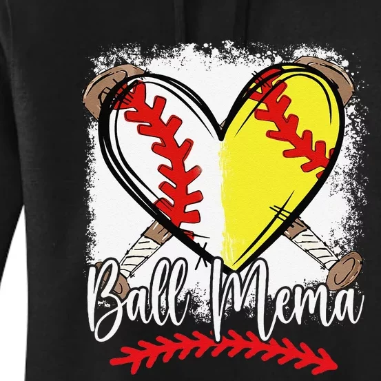 Ball Mema Heart Funny Softball Baseball Women's Pullover Hoodie