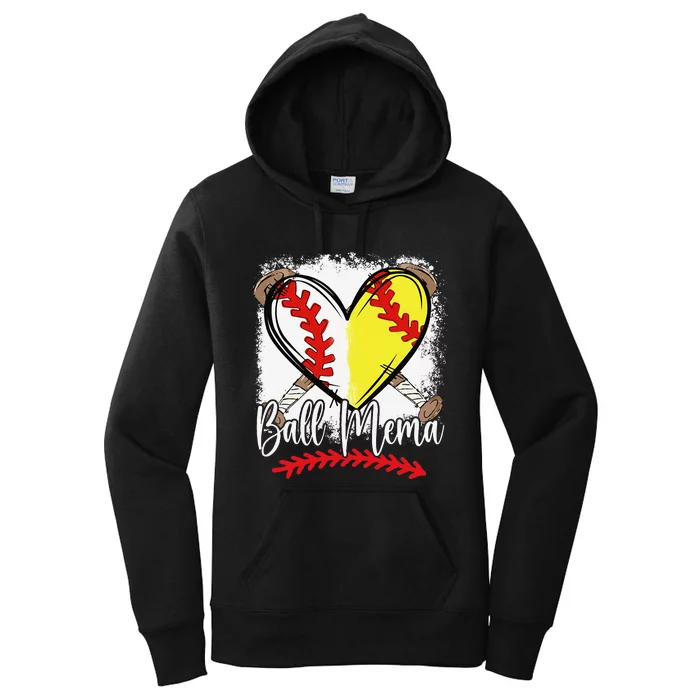 Ball Mema Heart Funny Softball Baseball Women's Pullover Hoodie