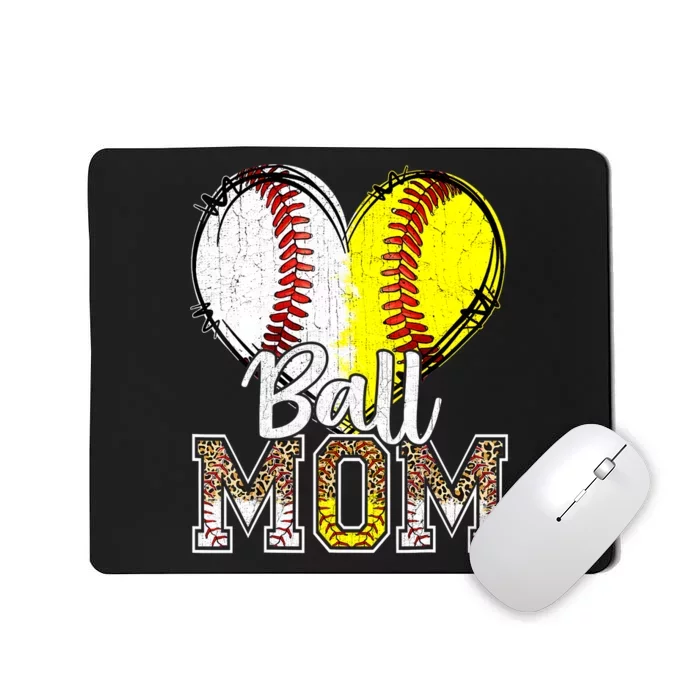 Ball Mom Heart Baseball Softball Mama Women Mothers Day 2024 Mousepad