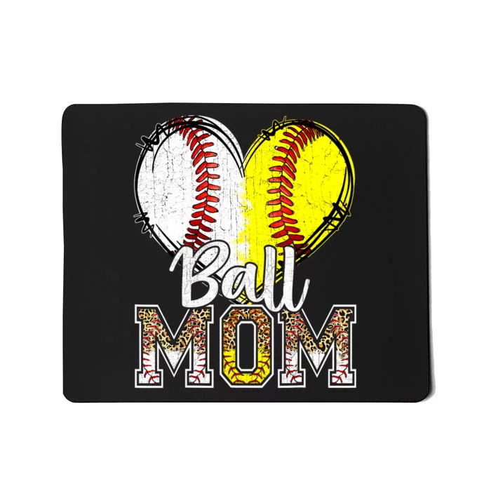 Ball Mom Heart Baseball Softball Mama Women Mothers Day 2024 Mousepad