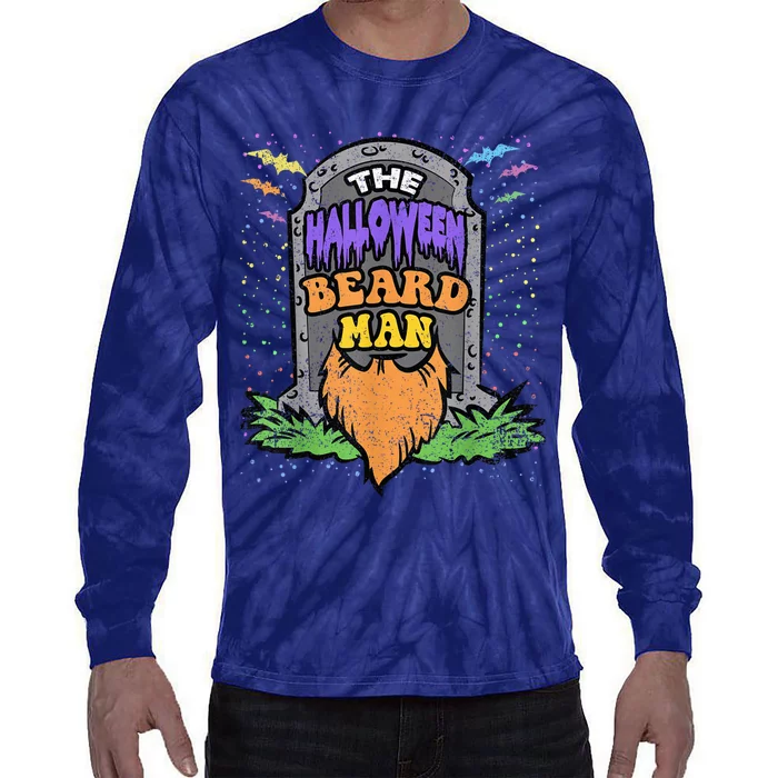 Beard Man Halloween Costume Funny Bearded Facial Hair Tie-Dye Long Sleeve Shirt