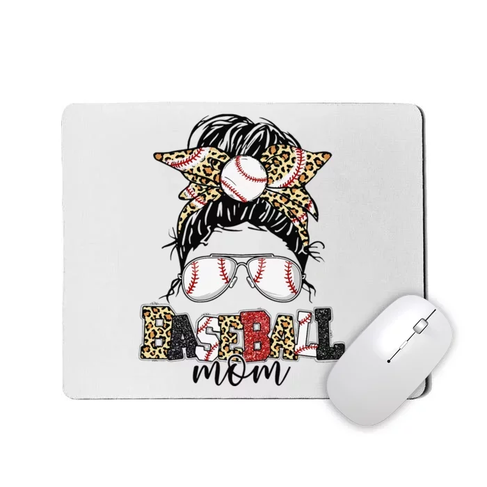 Baseball Mom Happy Mother's Day Messy Bun Woman Mom Life Mousepad