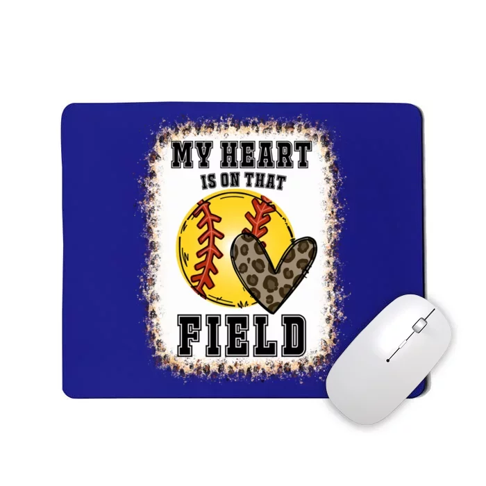 Bleached My Heart Is On That Field Softball Game Day Vibes Gift Mousepad