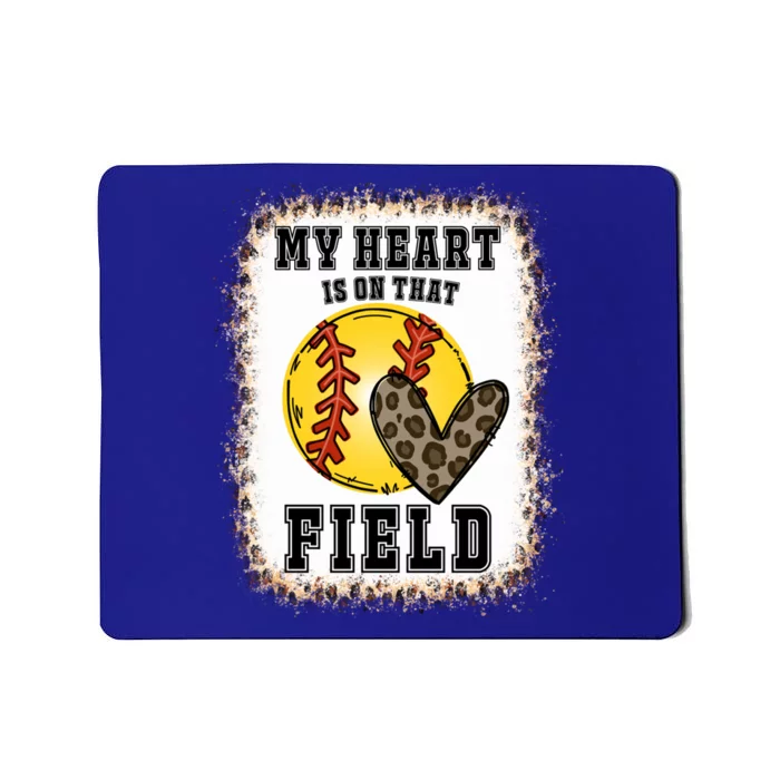 Bleached My Heart Is On That Field Softball Game Day Vibes Gift Mousepad