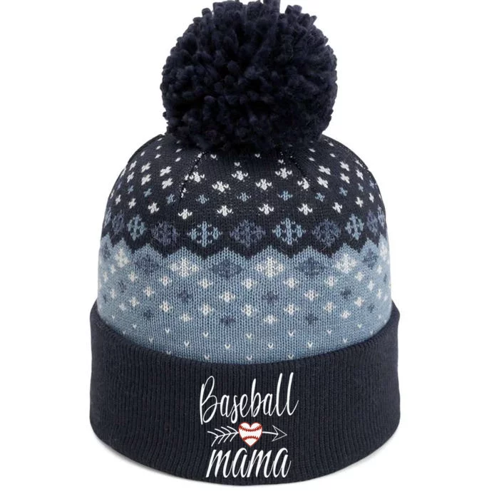 Baseball Mama Heart MotherS Day Mom For Baseball Lovers The Baniff Cuffed Pom Beanie