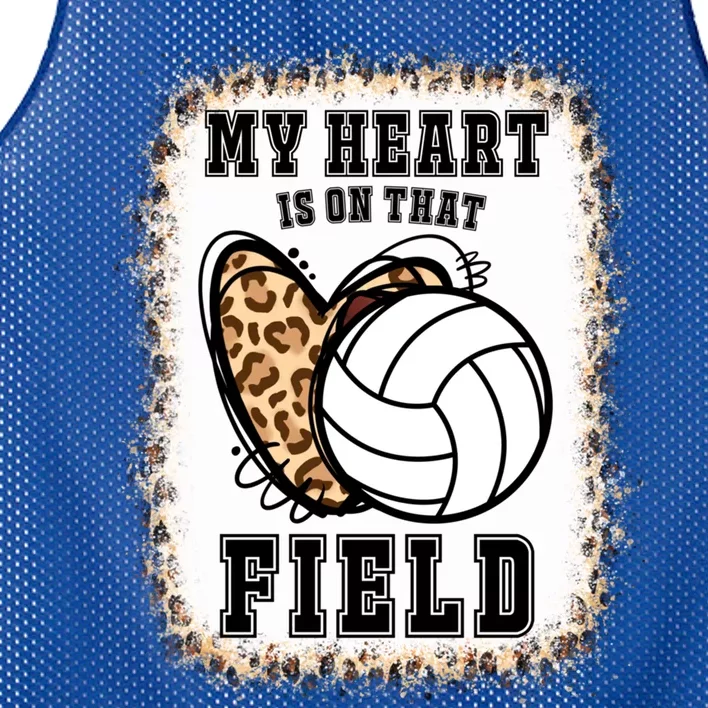 Bleached My Heart Is On That Field Volleyball Game Day Vibes Cool Gift Mesh Reversible Basketball Jersey Tank