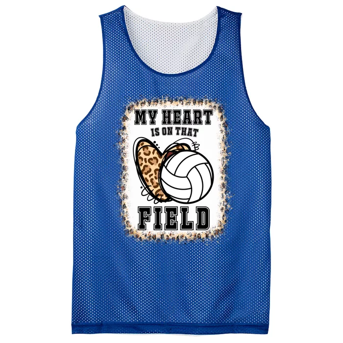 Bleached My Heart Is On That Field Volleyball Game Day Vibes Cool Gift Mesh Reversible Basketball Jersey Tank