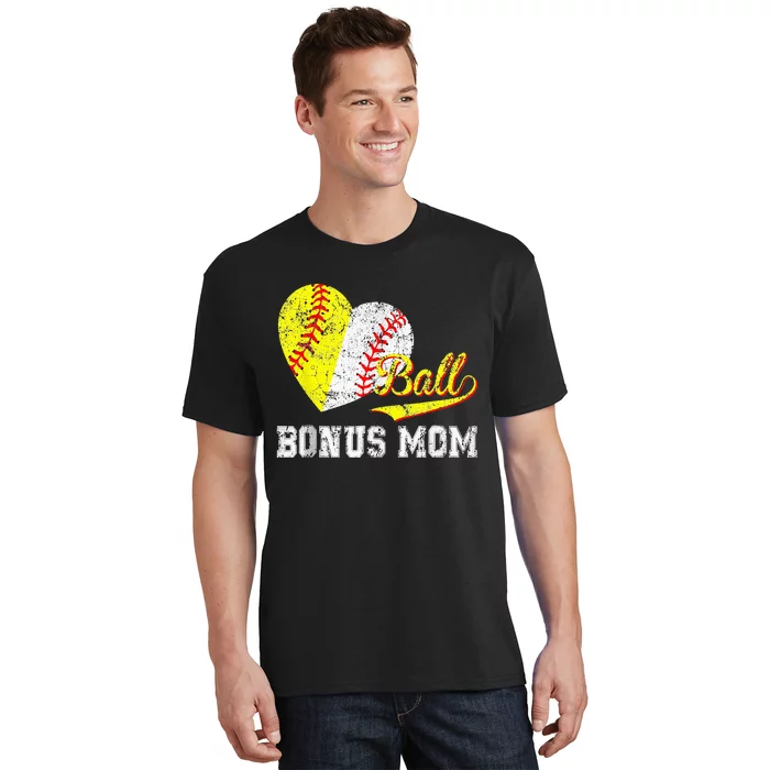 Bonus Mom Heart Mother's Day Baseball Ball T-Shirt