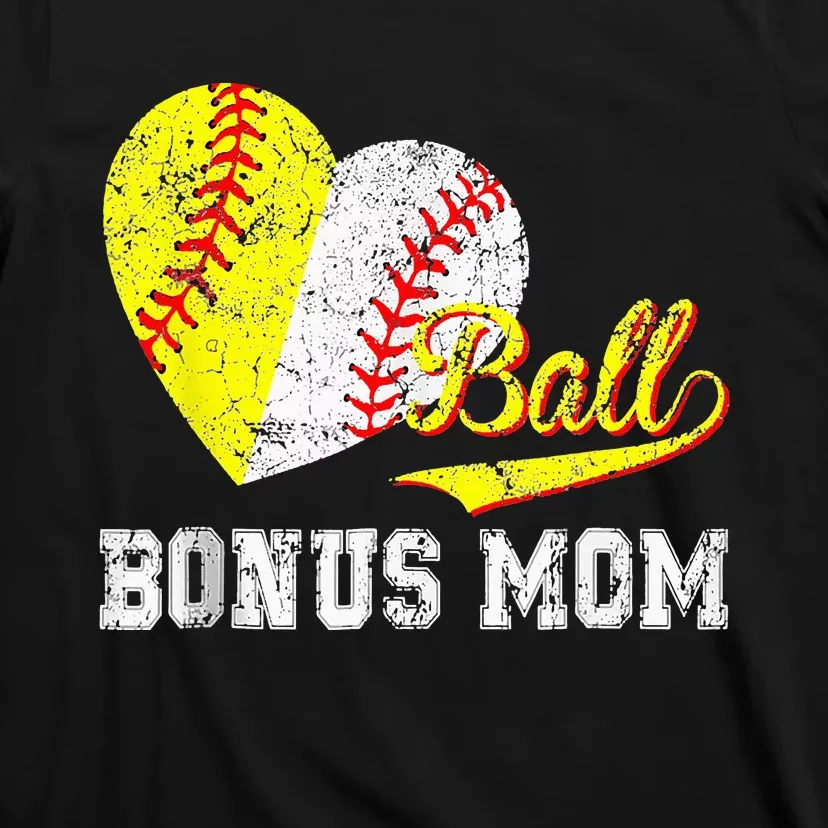 Bonus Mom Heart Mother's Day Baseball Ball T-Shirt