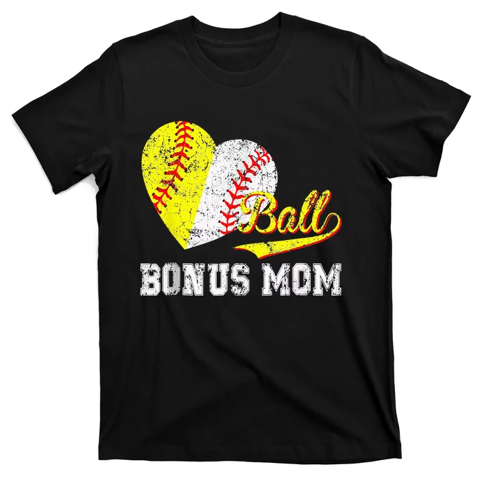 Bonus Mom Heart Mother's Day Baseball Ball T-Shirt