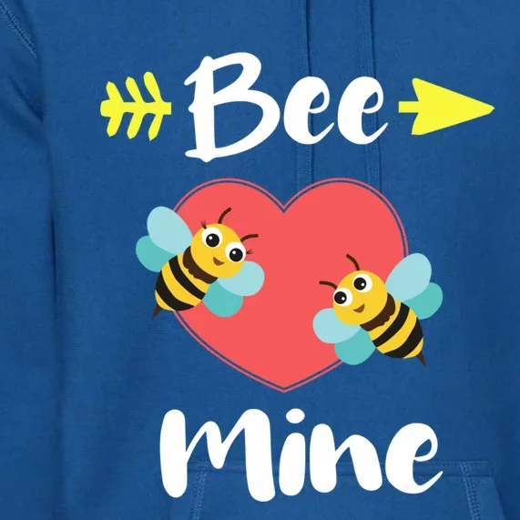 Bee Mine Heart Joke Pun Funny Valentines Day Gift Cute Gift Premium Hoodie