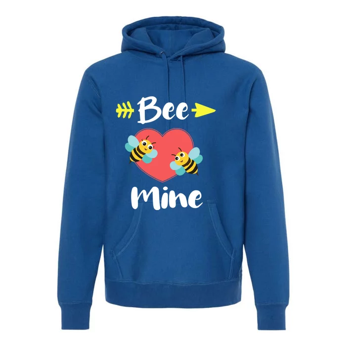 Bee Mine Heart Joke Pun Funny Valentines Day Gift Cute Gift Premium Hoodie