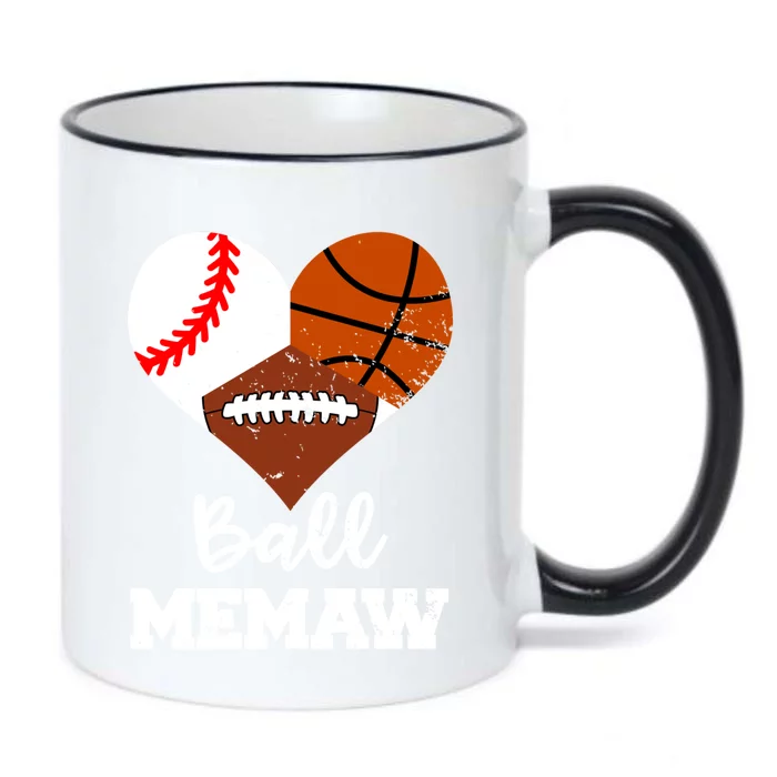 Ball Memaw Heart Funny Baseball Basketball Football Memaw Gift Black Color Changing Mug