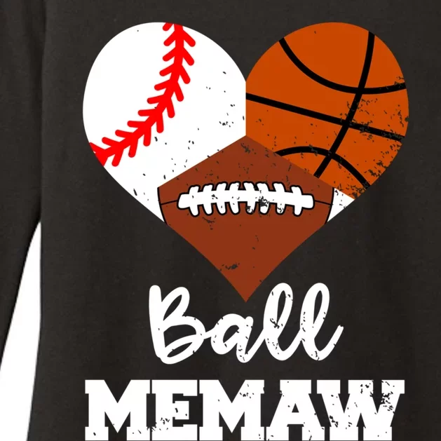 Ball Memaw Heart Funny Baseball Basketball Football Memaw Gift Womens CVC Long Sleeve Shirt